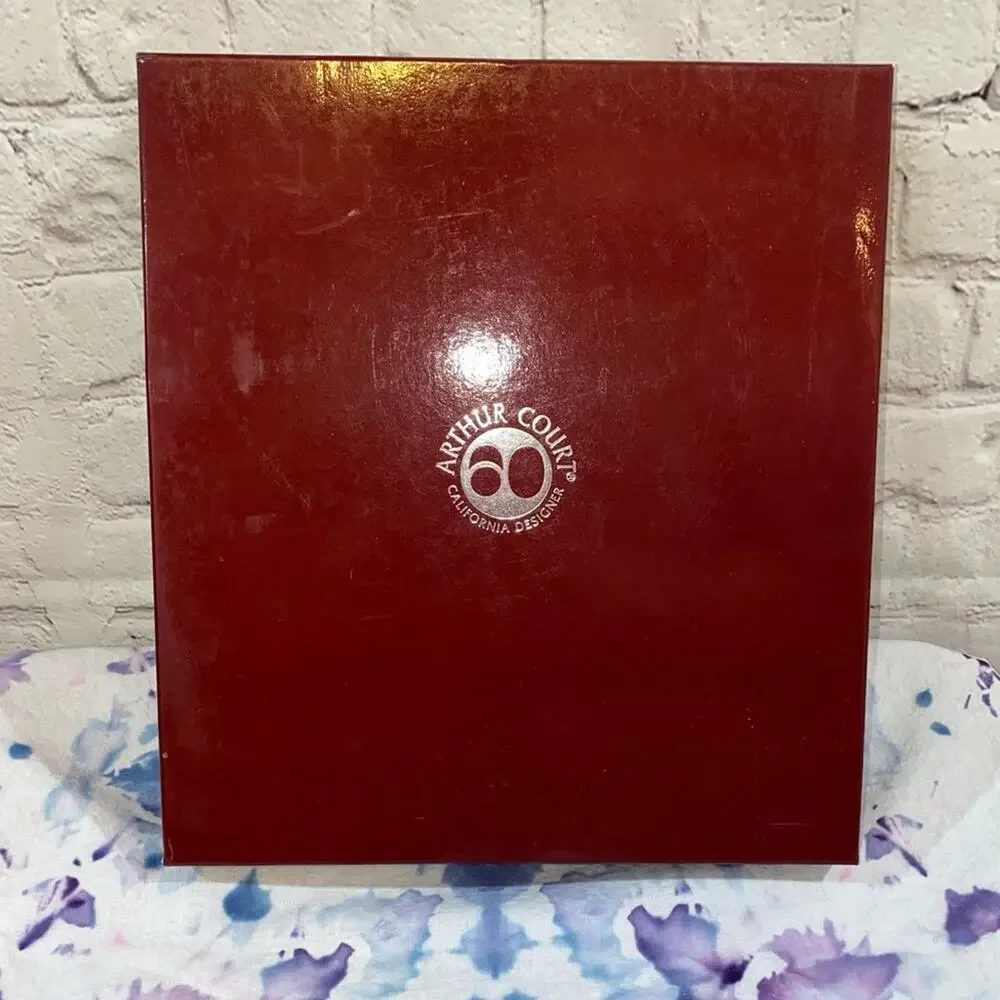 Arthur Court 1993 Bunny Orchid‎ Heart Platter Aluminum Vintage Tray